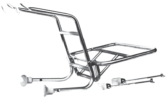 ART.33-A-B Portapacchi anteriore - gambe lunghe da abbinare al salvascudi Art. 48/H1 Front luggage carrier to fi t with crashbar Art. 48/H1 Universale Vespa - Lambretta--NERO o CROMATO