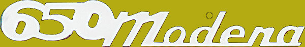 ART.G110 Scritta “650 MODENA” in metallo per cofano motore per FIAT 500 Giannini ART.G110 Scritta “650 MODENA” in metallo per cofano motore per FIAT 500 Giannini