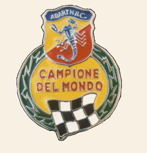 ART.A067 Stemma Abarth “campione del mondo” smaltato per parafanghi posteriori ART.A067 Stemma Abarth “campione del mondo” smaltato per parafanghi posteriori
