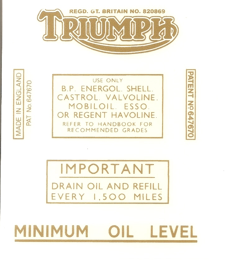 TR09 ADESIVO TRIUMPH MINIMUM OIL LEVELmm.125 X 50