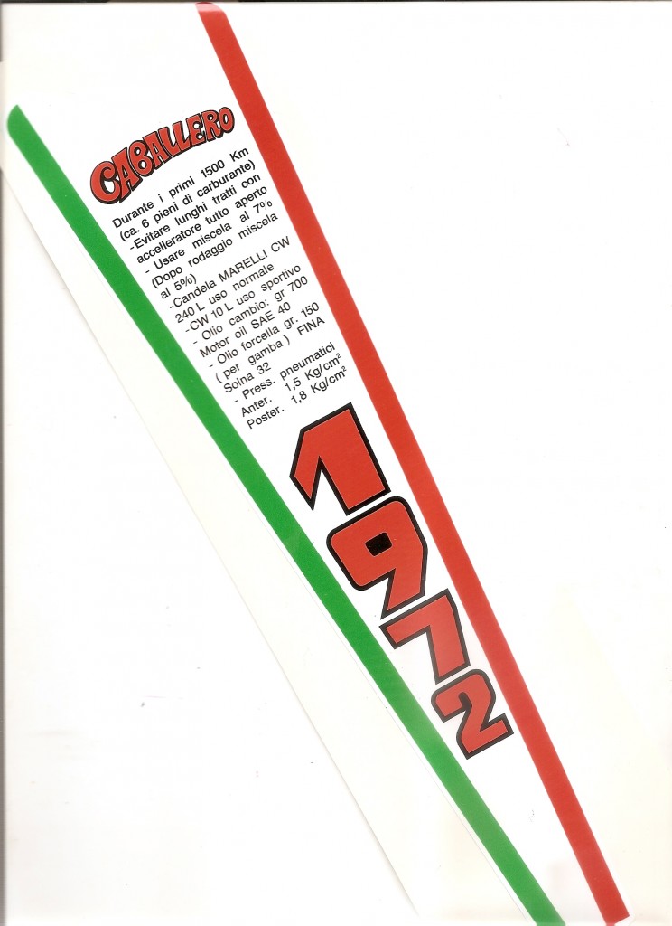 FA01 ADESIVO FANTIC CABALLERO 1972 FA01 ADESIVO FANTIC CABALLERO 1972