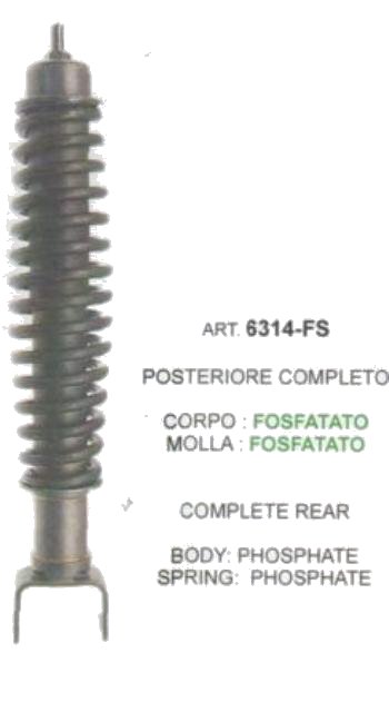 ART.6314-FS  Ammortizzatore posteriore completo  c/molla fosfatato e corpo fosfatato-VESPA 50-50S 90- 90SS-125 PRIMAVERA ET3 PX PE -PX PE ARCOBALENO-VESPA 50 N -R (V5A1)(DAL '63 AL '83)