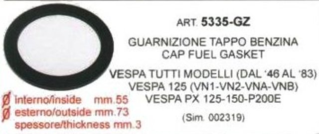 ART.5335-GZ GUARNIZIONE TAPPO BENZINA VESPA TUTTI I MODELLI