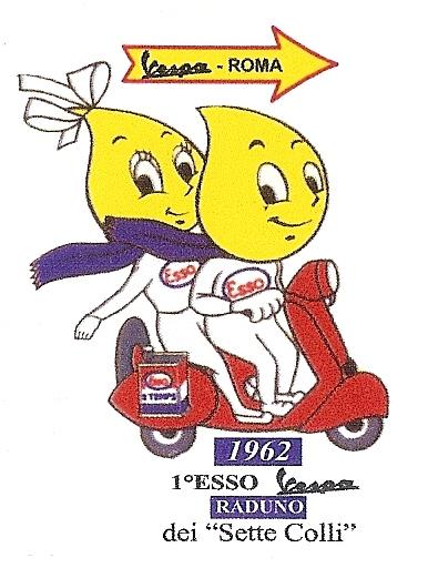PG13 ADESIVO VESPA ''ROMA 1° ESSO RADUNO DEI SETTE COLLI 1962 PG13 ADESIVO VESPA ''ROMA 1° ESSO RADUNO DEI SETTE COLLI 1962