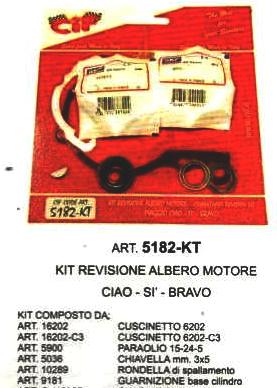 ART.5182 KT KIT REVISIONE ALBERO MOTORE CIAO-SI'- BRAVO ART.5182 KT KIT REVISIONE ALBERO MOTORE CIAO-SI'- BRAVO