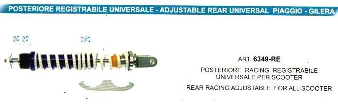 ART.6349-RE AMMORTIZZATORE POSTERIORE REGISTRABILE UNIVERSALE PER SCOOTER PIAGGIO-GILERA ART.6349-RE AMMORTIZZATORE POSTERIORE REGISTRABILE UNIVERSALE PER SCOOTER PIAGGIO-GILERA