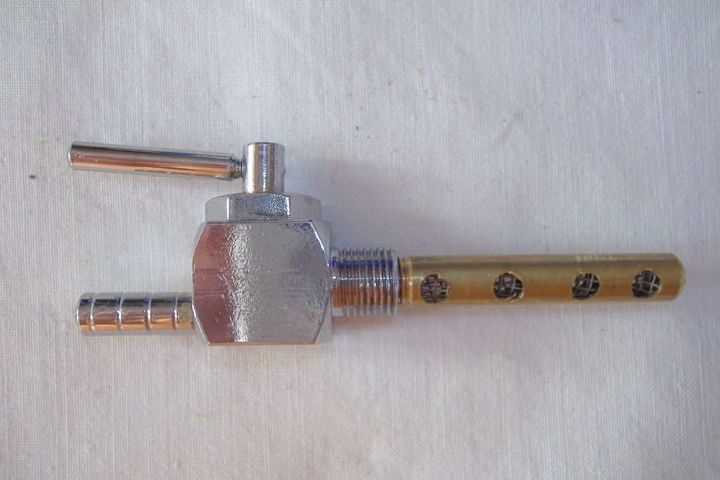 Rubinetto benzina per GUZZI Cardellino, 1/8", Q.16, codulo dritto senza riserva Rubinetto benzina per GUZZI Cardellino, 1/8", Q.16, codulo dritto senza riserva